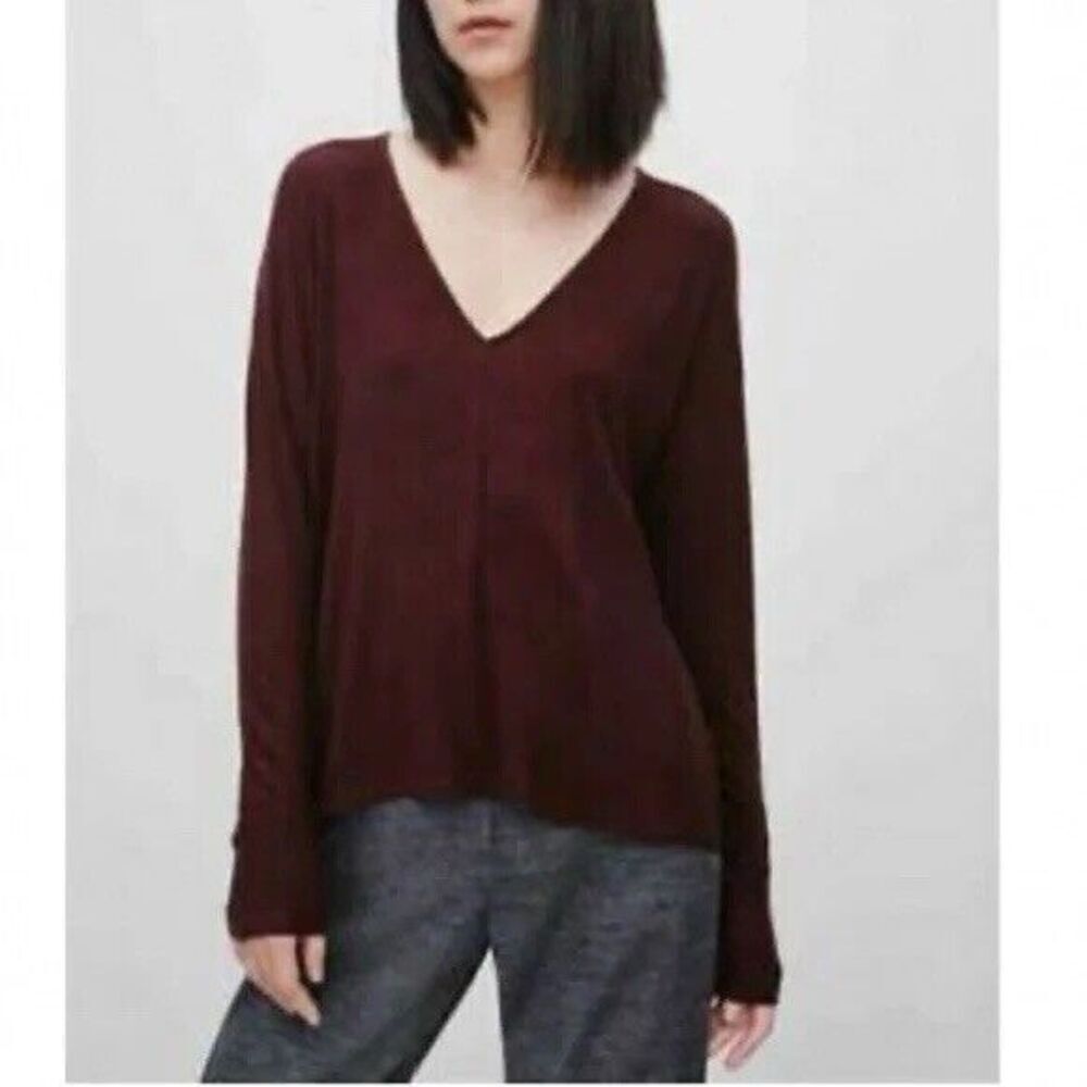 Wilfred Wilfred Burgundy Fragon V Neck Long Sleeve Lightweight Sweater Sz S